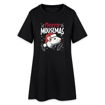 Merry Mousemas Drôle Souris Motif de Noël - Robe T-shirt Femme - noir - Devant