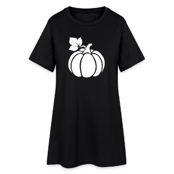 Kürbis Motiv – herbstlich, dekorativ und stilvoll - Frauen T-Shirt-Kleid - Schwarz - Vorne
