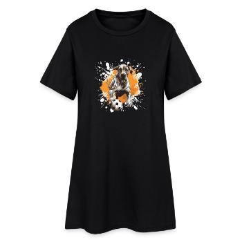 Dogue Allemand Chien Football Sports - Robe T-shirt Femme - noir - Devant