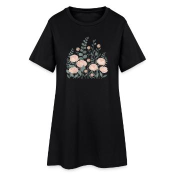Fleurs bohèmes – Harmonie épanouie - Robe T-shirt Femme - noir - Devant