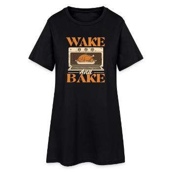 Wake And Bake Funny Thanksgiving Autumn Style - Women’s T-Shirt Dress - black - Front