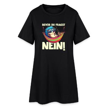 Avant de demander No Hedgehog Mauvaise humeur - Robe T-shirt Femme - noir - Devant