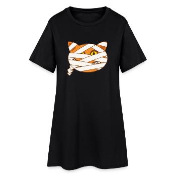 Cat Mummy Halloween Drawing Funny and Scary Comics - Women’s T-Shirt Dress - black - Front