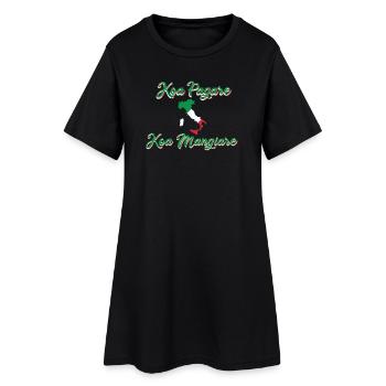 Koa Pagare – Koa Mangiare Italien Spruchmotiv - Frauen T-Shirt-Kleid - Schwarz - Vorne