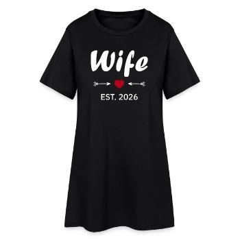 Ehefrau ist 2026 - Frauen T-Shirt-Kleid - Schwarz - Vorne