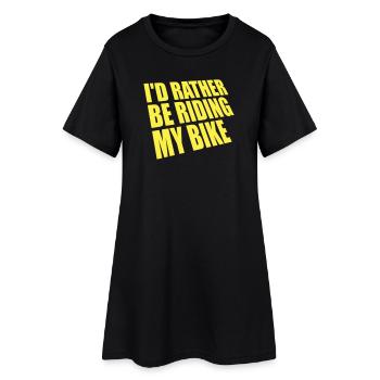 Cyclisme Je préfère rouler sur mon vélo jaune - Robe T-shirt Femme - noir - Devant