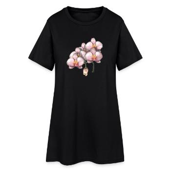 Illustration de fleurs d’orchidée rose - Robe T-shirt Femme - noir - Devant