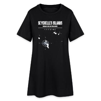 Seychellen Karte Kompass Vintage Design - Frauen T-Shirt-Kleid - Schwarz - Vorne