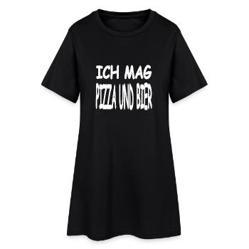 Pizza - Frauen T-Shirt-Kleid - Schwarz - Vorne