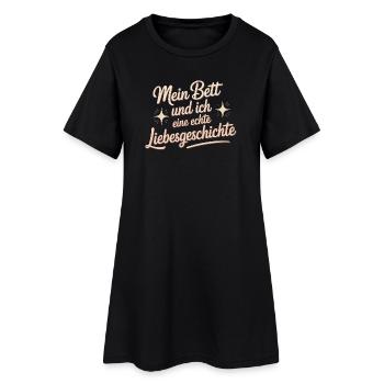 Mein Bett und ich – eine echte Liebesgeschichte - Frauen T-Shirt-Kleid - Schwarz - Vorne