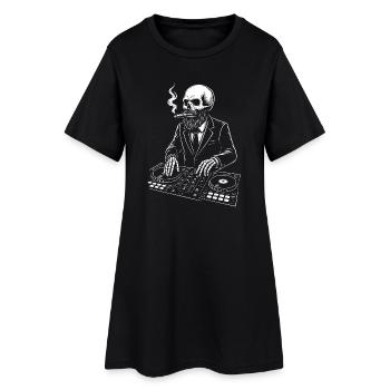 Crâne DJ en costume avec cigare - Robe T-shirt Femme - noir - Devant