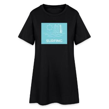 Surf sur la plage Été ensoleillé - Robe T-shirt Femme - noir - Devant