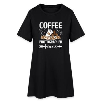 Café Photographe Citation Caféine - Robe T-shirt Femme - noir - Devant