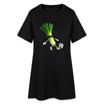 Ballon de football aux poireaux - Robe T-shirt Femme - noir - Devant