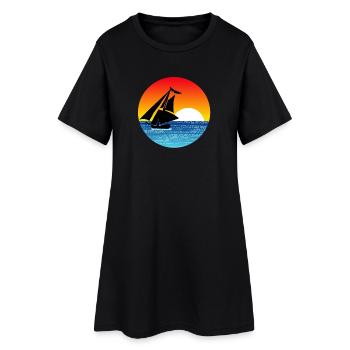 Voilier au coucher du soleil - Robe T-shirt Femme - noir - Devant