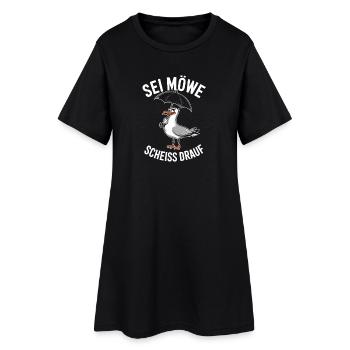  Sei Möwe Scheiss Drauf Humorvolle Möwe mit - Frauen T-Shirt-Kleid - Schwarz - Vorne