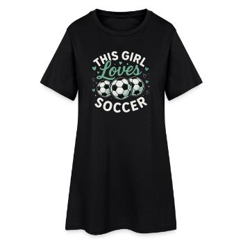 Dieses Mädchen Liebt Fußball - Frauen T-Shirt-Kleid - Schwarz - Vorne