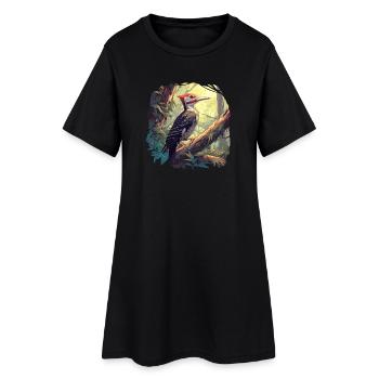 Spechte Specht - Frauen T-Shirt-Kleid - Schwarz - Vorne