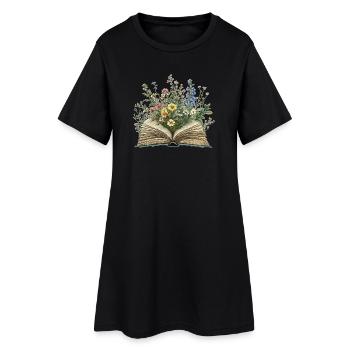 Livre fleuri - Robe T-shirt Femme - noir - Devant