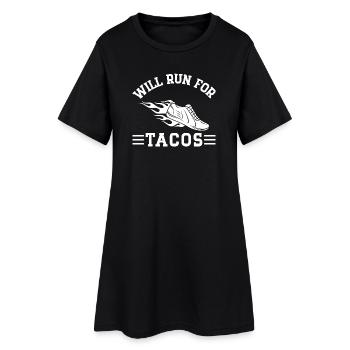 Cadeau de course pour un marathonien Will Run For Tacos - Robe T-shirt Femme - noir - Devant