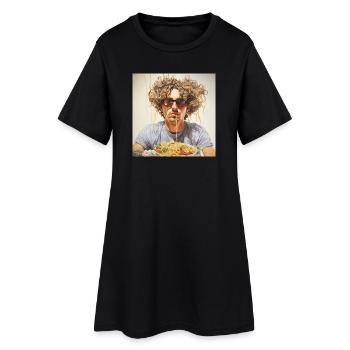 Young Man Noodle Portrait in Chill-Lookm Glasses - Women’s T-Shirt Dress - black - Front
