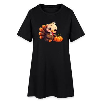 Bébé dinde de Thanksgiving - Robe T-shirt Femme - noir - Devant