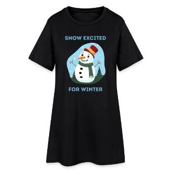 La neige excitée pour l’art du bonhomme de neige d’hiver - Robe T-shirt Femme - noir - Devant