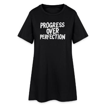 Le progrès plutôt que la perfection Retour à l’école Leh - Robe T-shirt Femme - noir - Devant