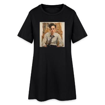 Patchwork Portrait Vintage - Robe T-shirt Femme - noir - Devant