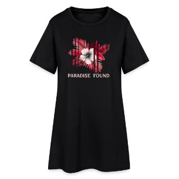 Paradis Trouvé Hibiscus Tropical - Robe T-shirt Femme - noir - Devant