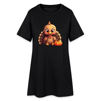 Bébé dinde de Thanksgiving - Robe T-shirt Femme - noir - Devant