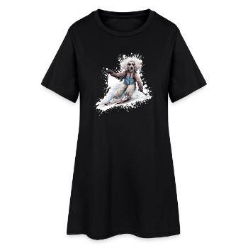 Caniche Chien Ski Ski - Robe T-shirt Femme - noir - Devant