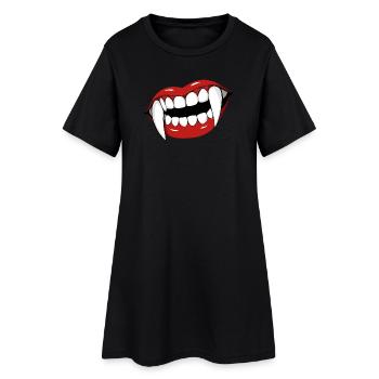 Vampire Lips Pop Art Halloween Party - Robe T-shirt Femme - noir - Devant
