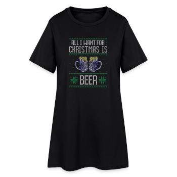 Lustiges Weihnachtsbier-Liebhaber-Design - Frauen T-Shirt-Kleid - Schwarz - Vorne
