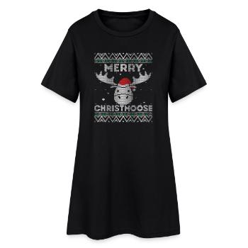 Frohe Weihnachten - Lustiges hässliches Weihnachtsdesign - Frauen T-Shirt-Kleid - Schwarz - Vorne