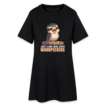 Spechte Specht - Frauen T-Shirt-Kleid - Schwarz - Vorne