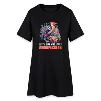 Spechte Specht - Frauen T-Shirt-Kleid - Schwarz - Vorne