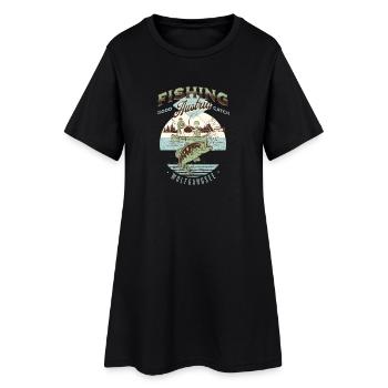 Pêche Wolfgangsee design rétro - Robe T-shirt Femme - noir - Devant