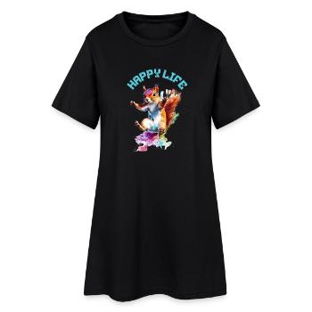 Happy Life Squirrel Design - Robe T-shirt Femme - noir - Devant