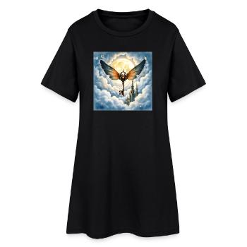 Clé ailée dans le ciel nocturne - Robe T-shirt Femme - noir - Devant