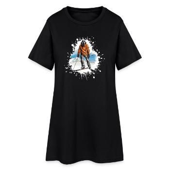 Great Dane Hund Ski Skifahren Sport - Frauen T-Shirt-Kleid - Schwarz - Vorne
