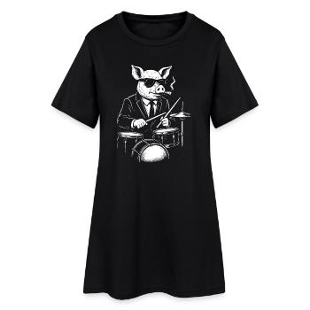Jazz Pig Trommler im Anzug - Frauen T-Shirt-Kleid - Schwarz - Vorne