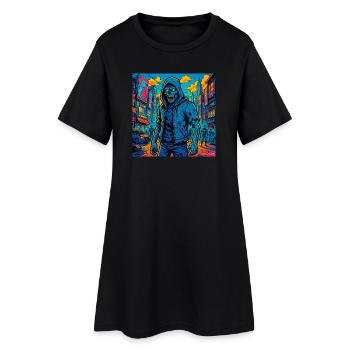 Nightfall Virus – Cyberpunk Zombie Rebellion - Women’s T-Shirt Dress - black - Front