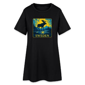 Sweden Moose Silhouette Design - Women’s T-Shirt Dress - black - Front
