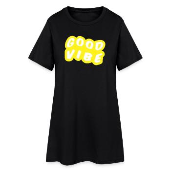 Good Vibe Grafique Gelb - Frauen T-Shirt-Kleid - Schwarz - Vorne