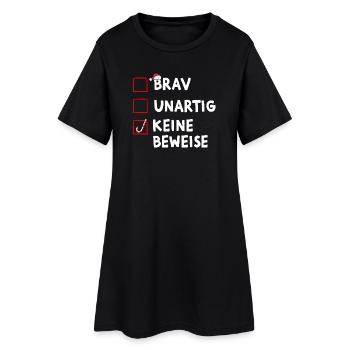 Witziges Santa Claus Weihnachts - Frauen T-Shirt-Kleid - Schwarz - Vorne