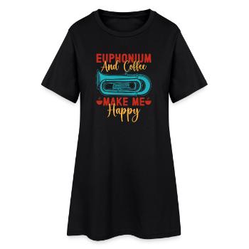Euphonium Coffee Make Me Happy Baritone Marching - Frauen T-Shirt-Kleid - Schwarz - Vorne