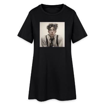 Dreamy Spectacle Wearer Portrait - Women’s T-Shirt Dress - black - Front