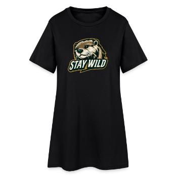 Restez sauvage – Otter Design | Motif Nature & Aventure - Robe T-shirt Femme - noir - Devant