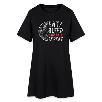 Manger dormir baseball répéter - Robe T-shirt Femme - noir - Devant
